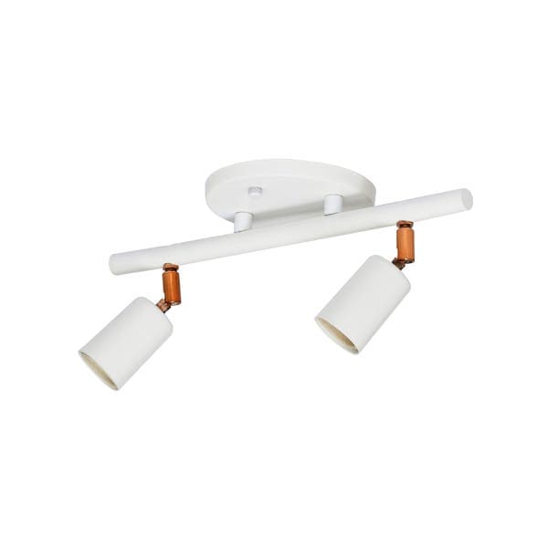Spot Sobrepor Retangular 2 Lâmpadas Inspire Cloche Branco e Cobre