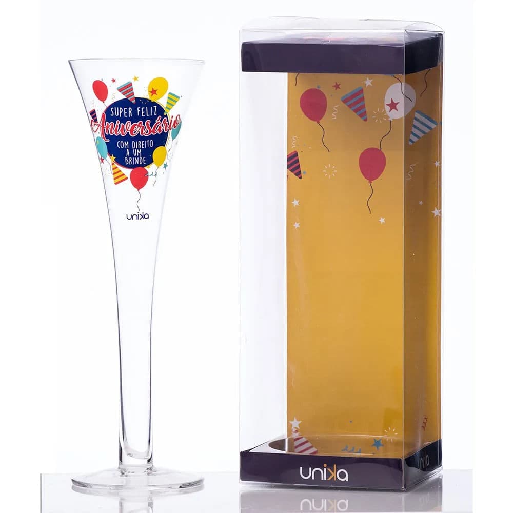 Taça de Vidro Feliz Aniversário - Unika