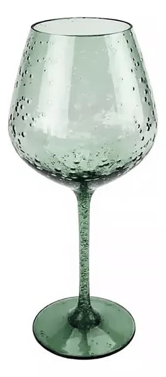 Taça Vinho Acrílico Detalhe Bolhas Verde - Entrecasa