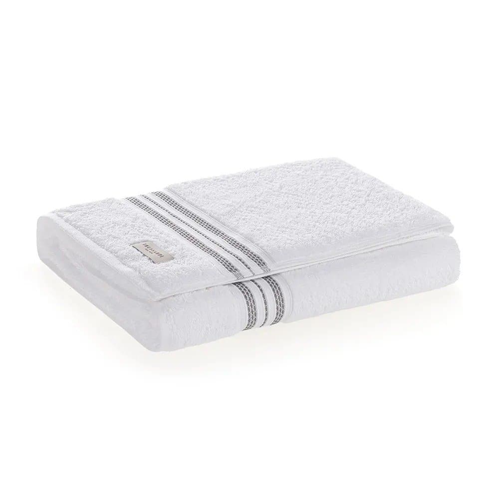 Toalha Banhão Baberine Trussardi Branco e Ardosia 86cm x 150cm