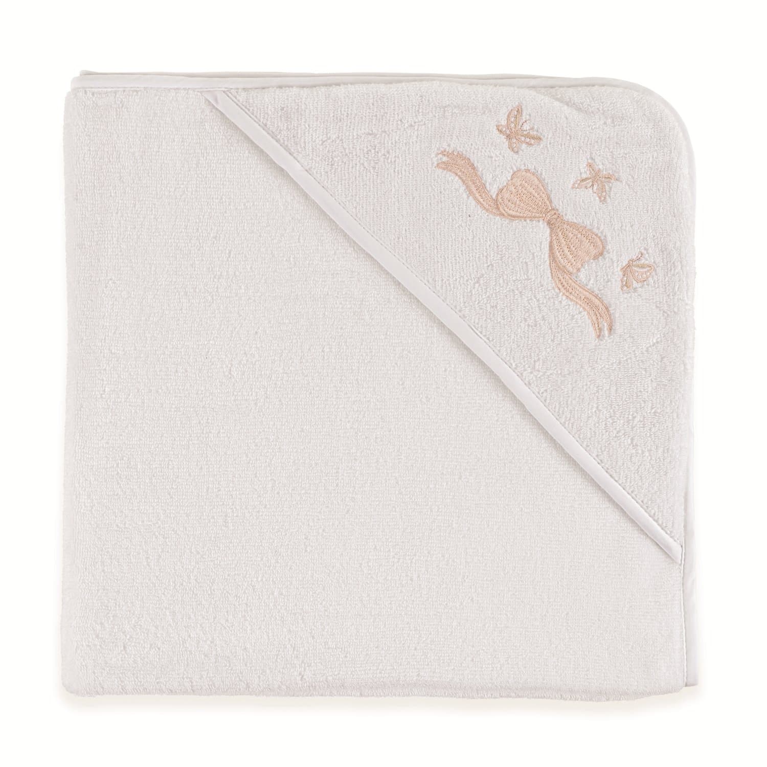 Toalha de Banho com Capuz Bambini Felice Trussardi Branco 80cm x 80cm