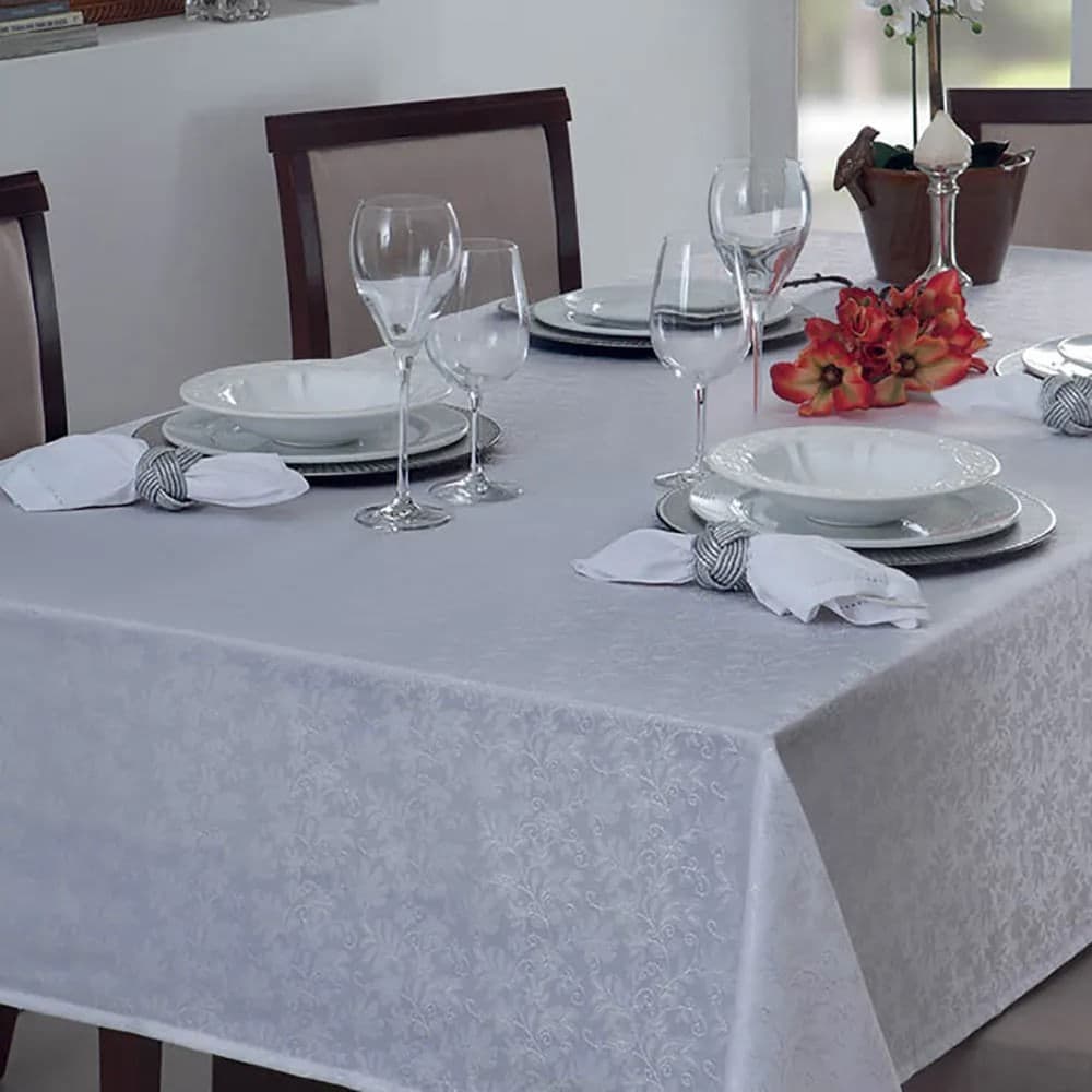 Toalha de Mesa Quadrada 1,40x2,10m Prata Il Zani - Branyl