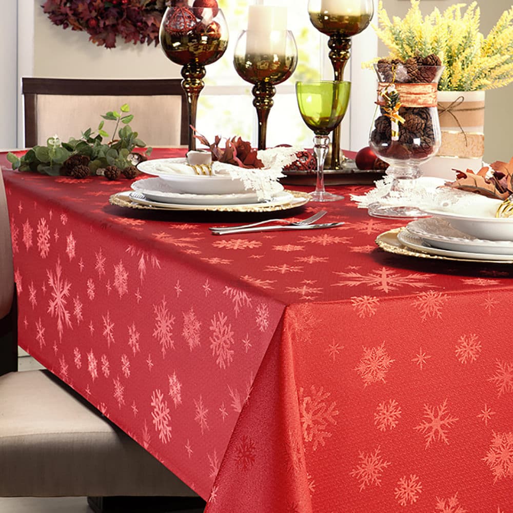 Toalha de Mesa Quadrada Natal 1,40x1,40m Snow Vermelha - Branyl