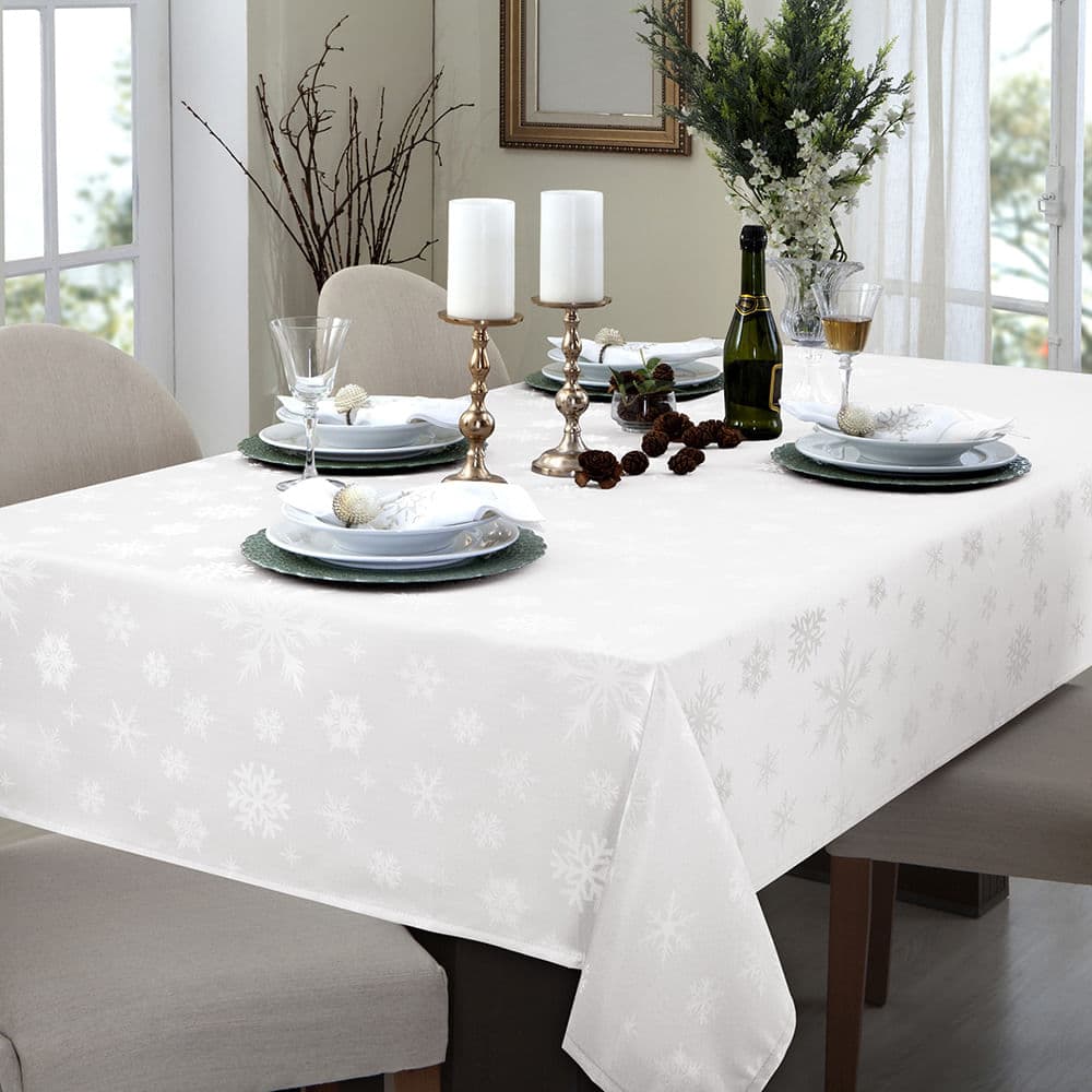 Toalha de Mesa Quadrada Natal 1,60x1,60m Snow Branca - Branyl