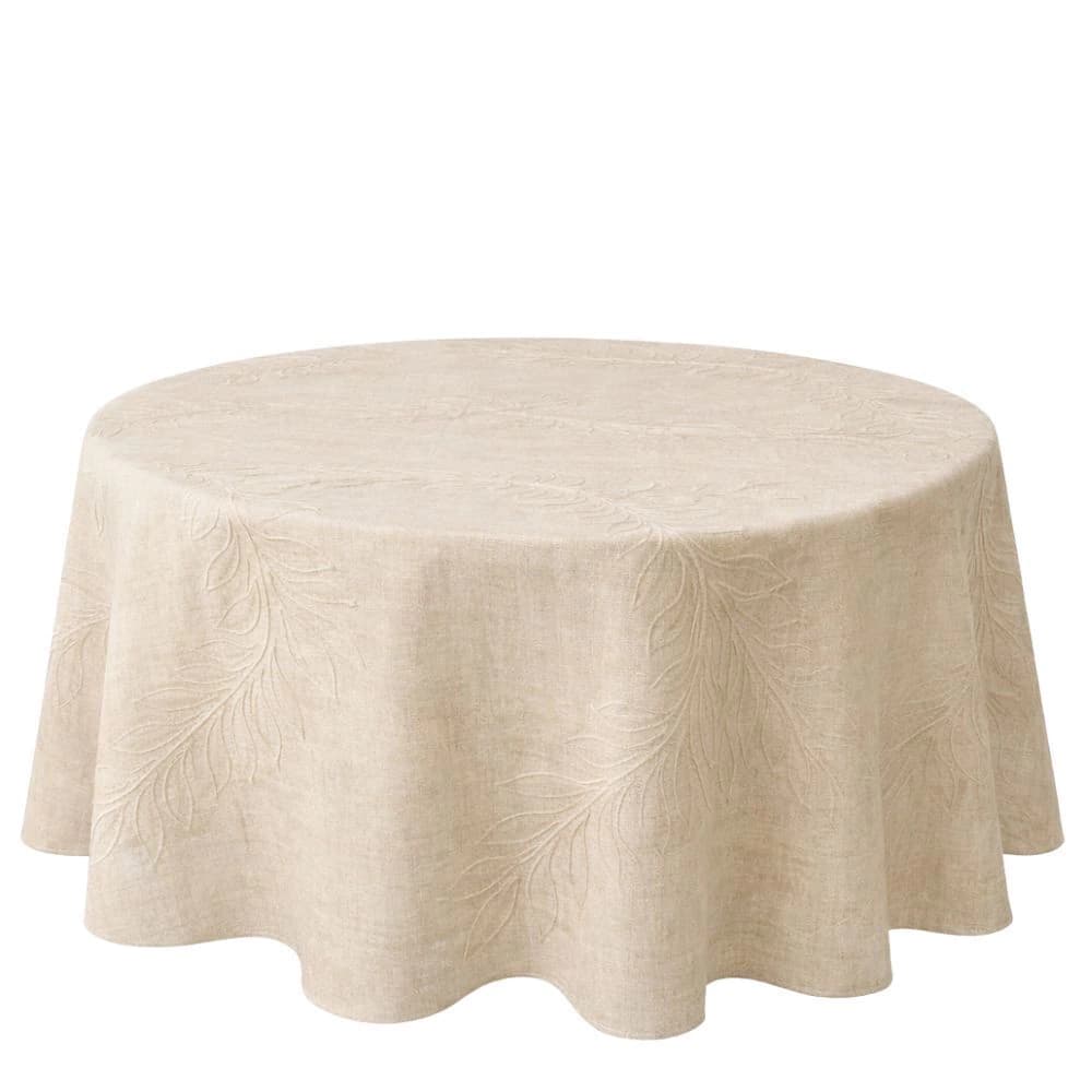 Toalha de Mesa Redonda de Poli-linho Auguri Casa Romana Bege 220cm
