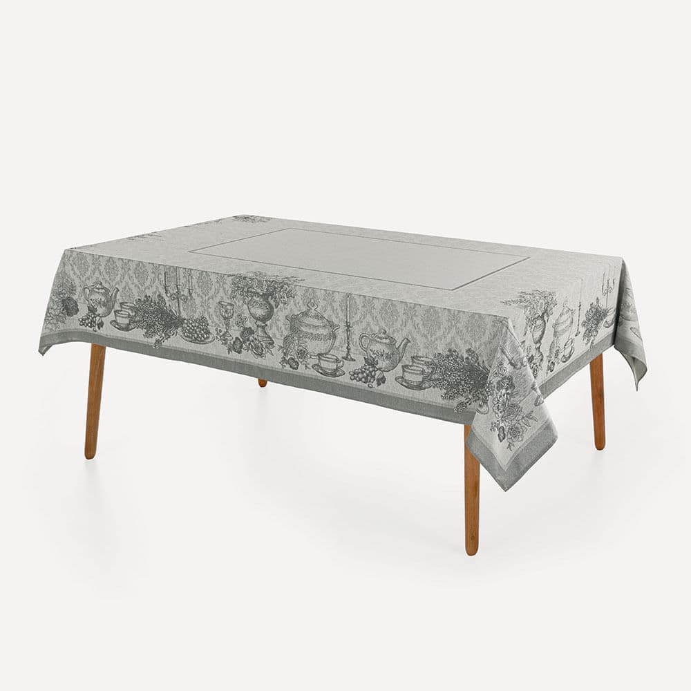 Toalha de Mesa Retangular 12 Lugares Louvre Cinza