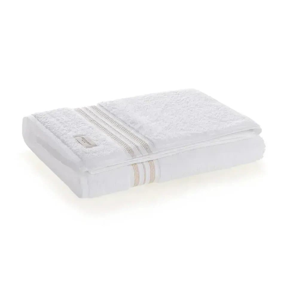 Toalha Rosto Barberine Trussardi Branco e Nocciola 48cm x 80cm