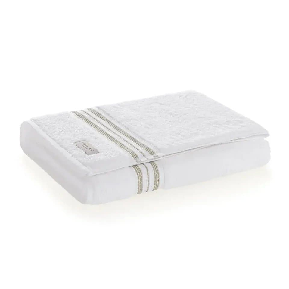 Toalha Rosto Barberine Trussardi Branco e Pistacchio 48cm x 80cm