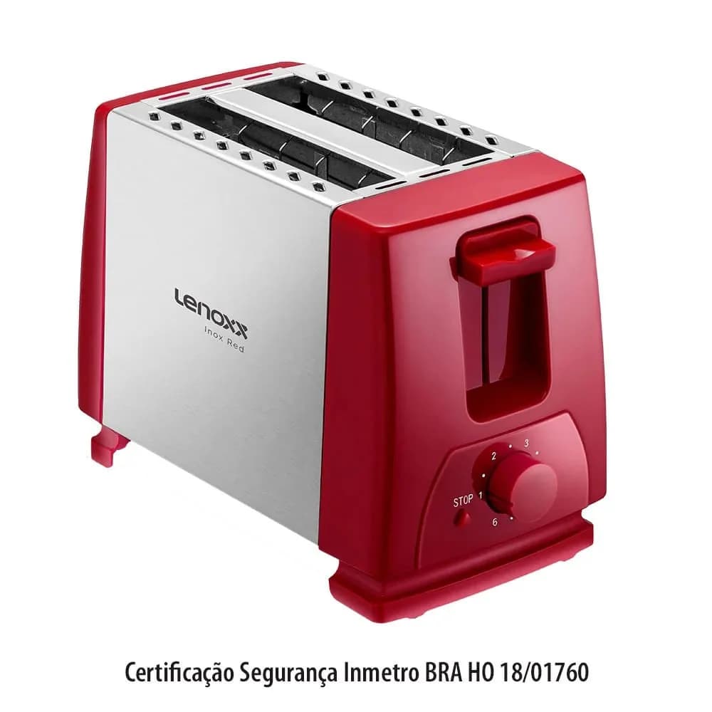 Torradeira Fast 6 Níveis de Temperatura Vermelha - Lenoxx — Torradeira Fast 6 Níveis de Temperatura Vermelha - Lenoxx · Ref. 3372