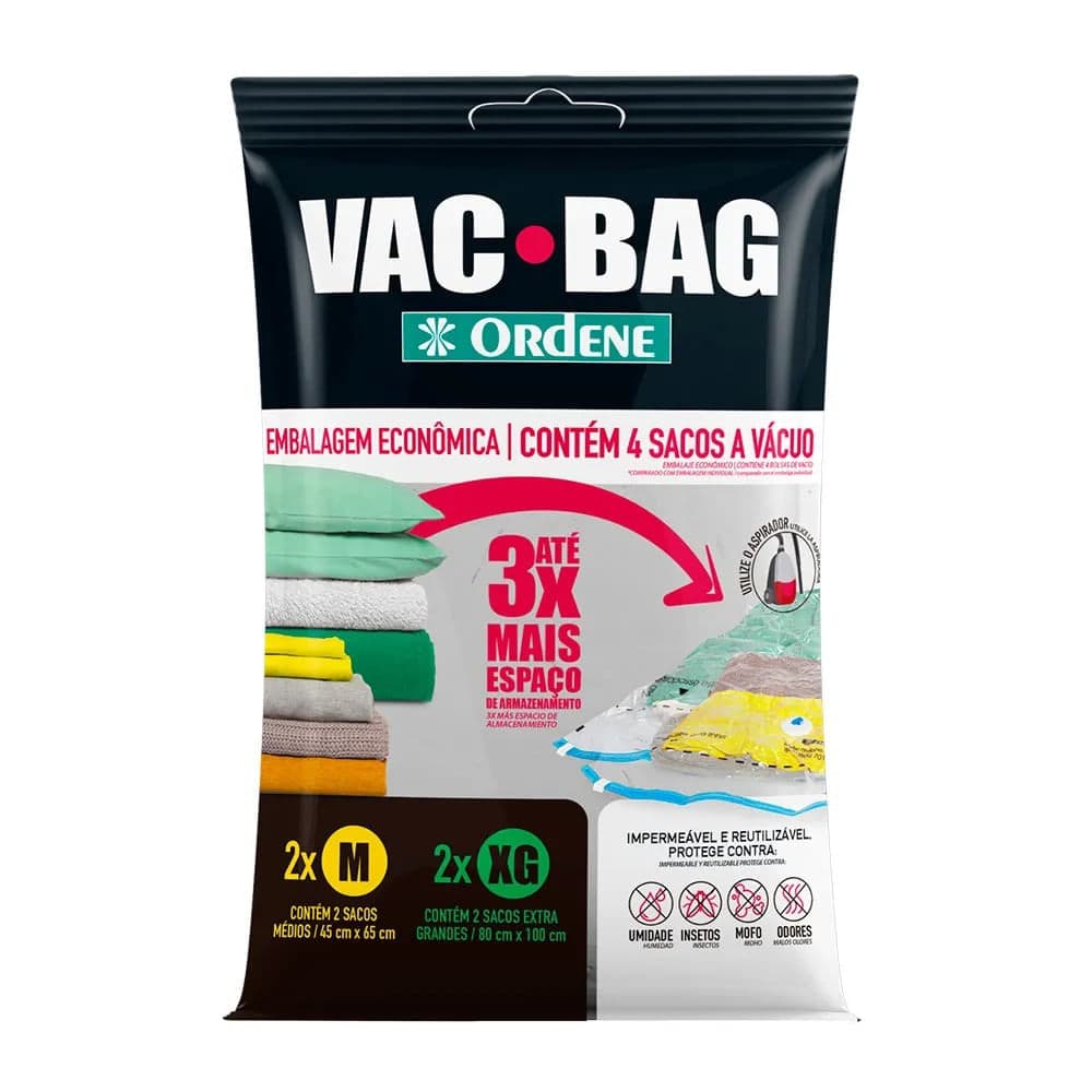 Vacum Bag 4 Peças 3 X Mais Espaço m e Xg - Ordene