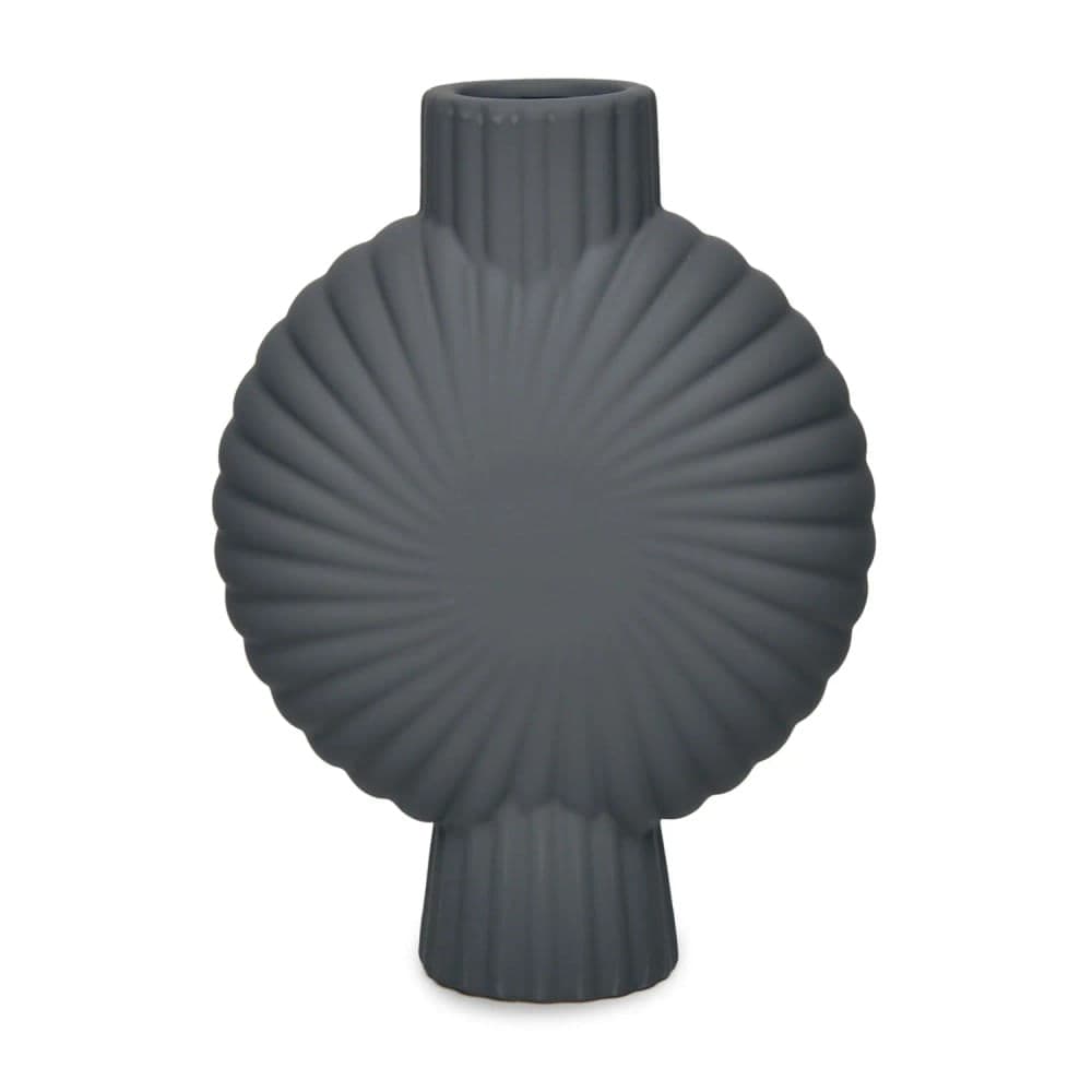 Vaso de Cerâmica 25,5x9x18,5cm Cinza - Hub.me
