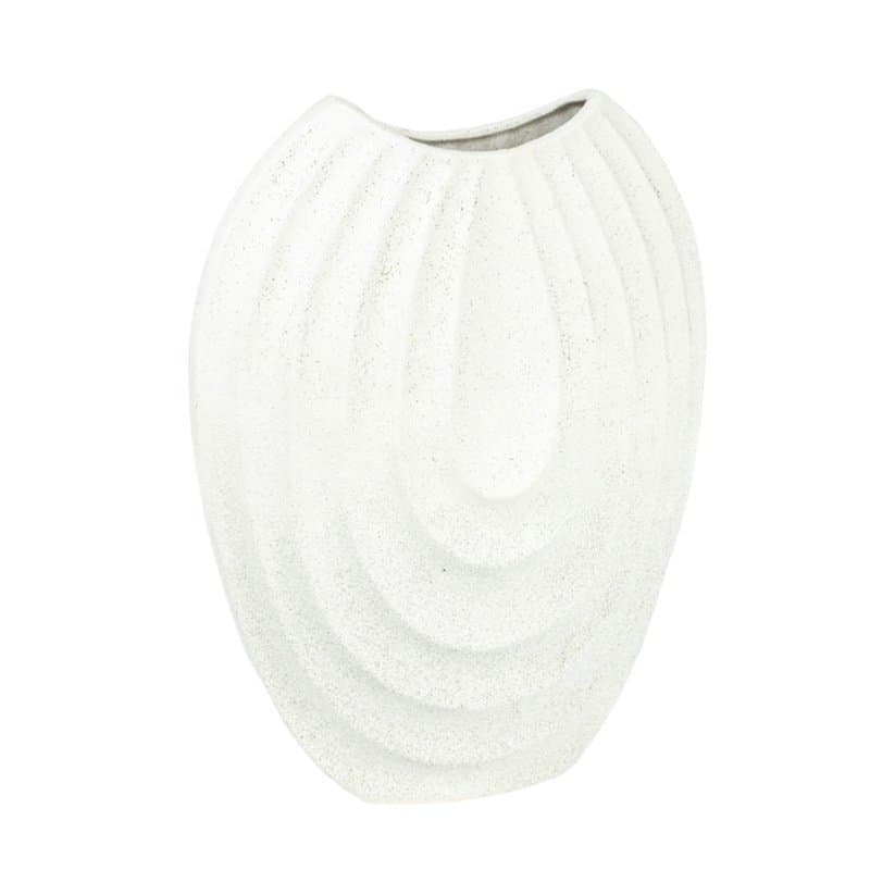 Vaso em Cerâmica Texturizado Lucatti Branco 38 x 29 x 14 cm