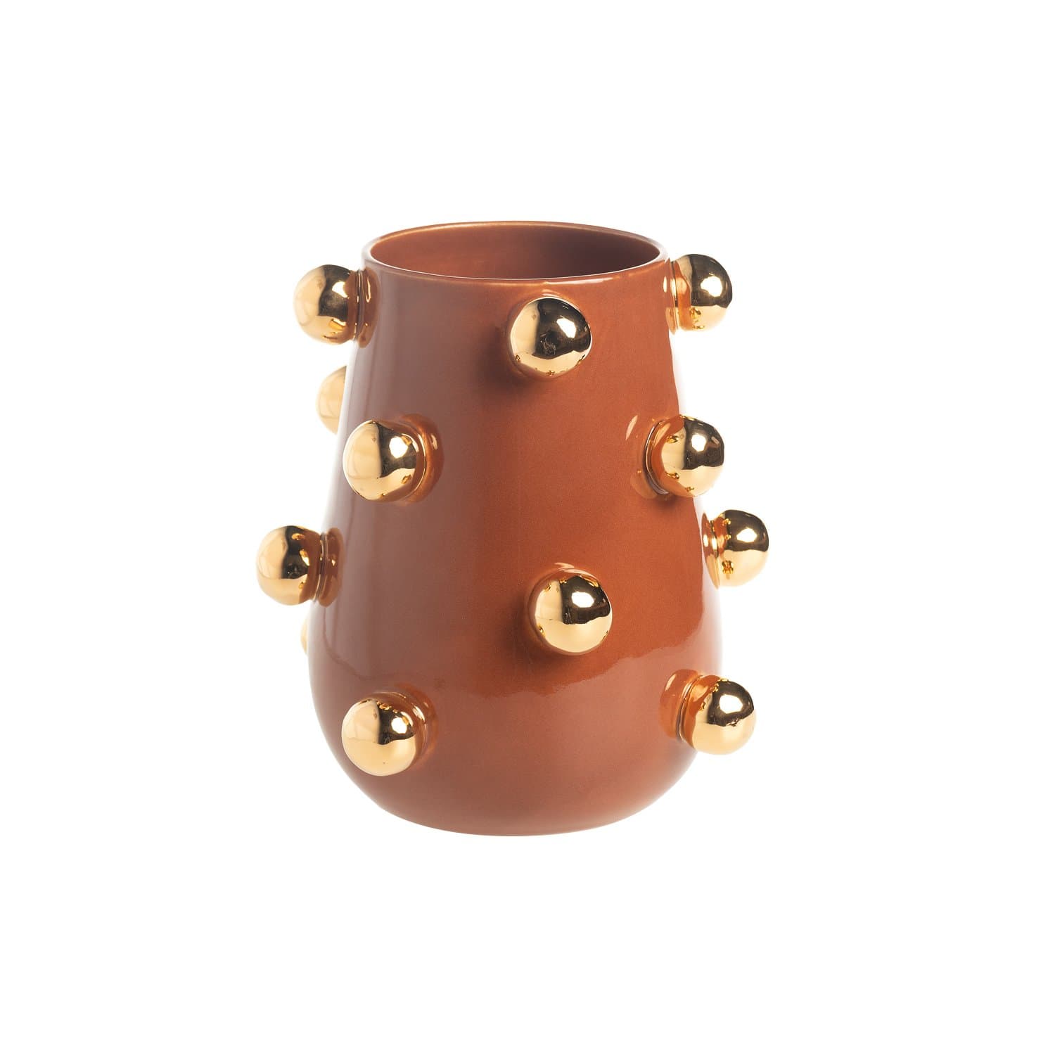 Vaso Nina Bolotas Ouro Inteiro Marrom Marô Antunes