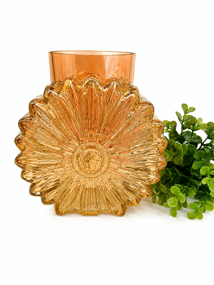 Vaso Vidro Flor Amarelo 14,5 X 7 X 15cm - Tuut