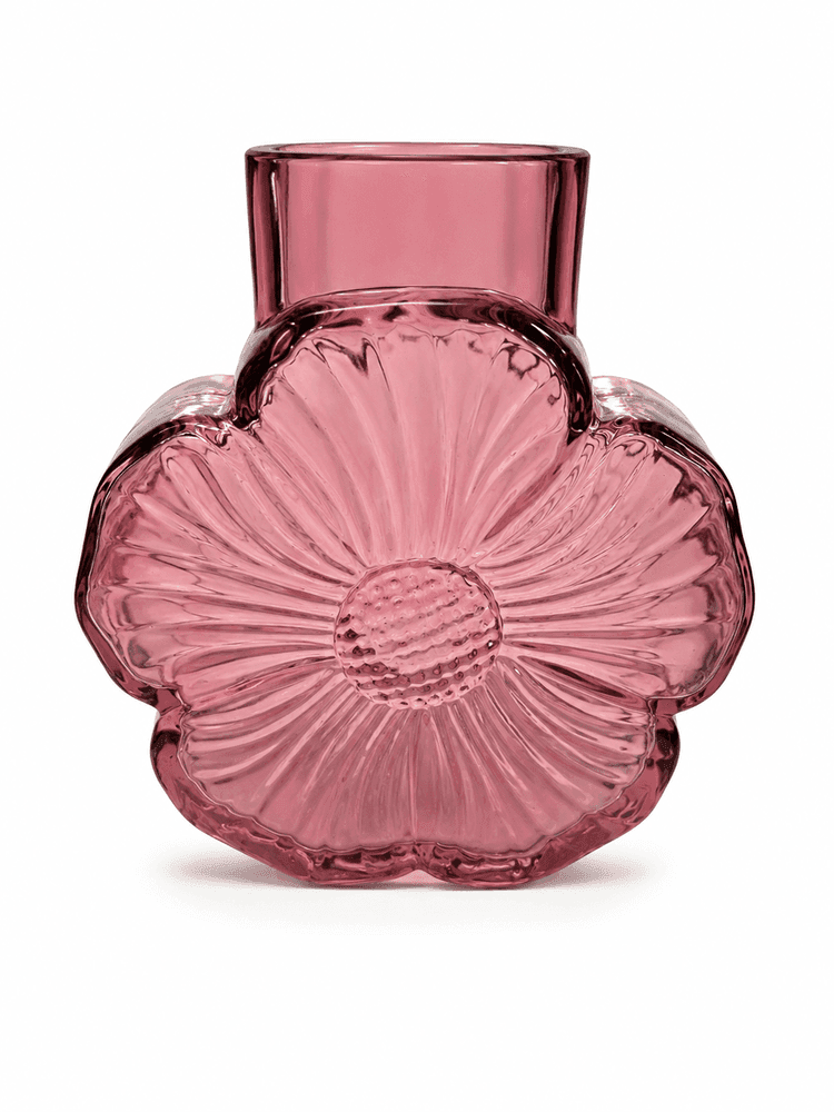 Vaso Vidro Flor Rosa 14,5 X 7 X 15cm - Tuut