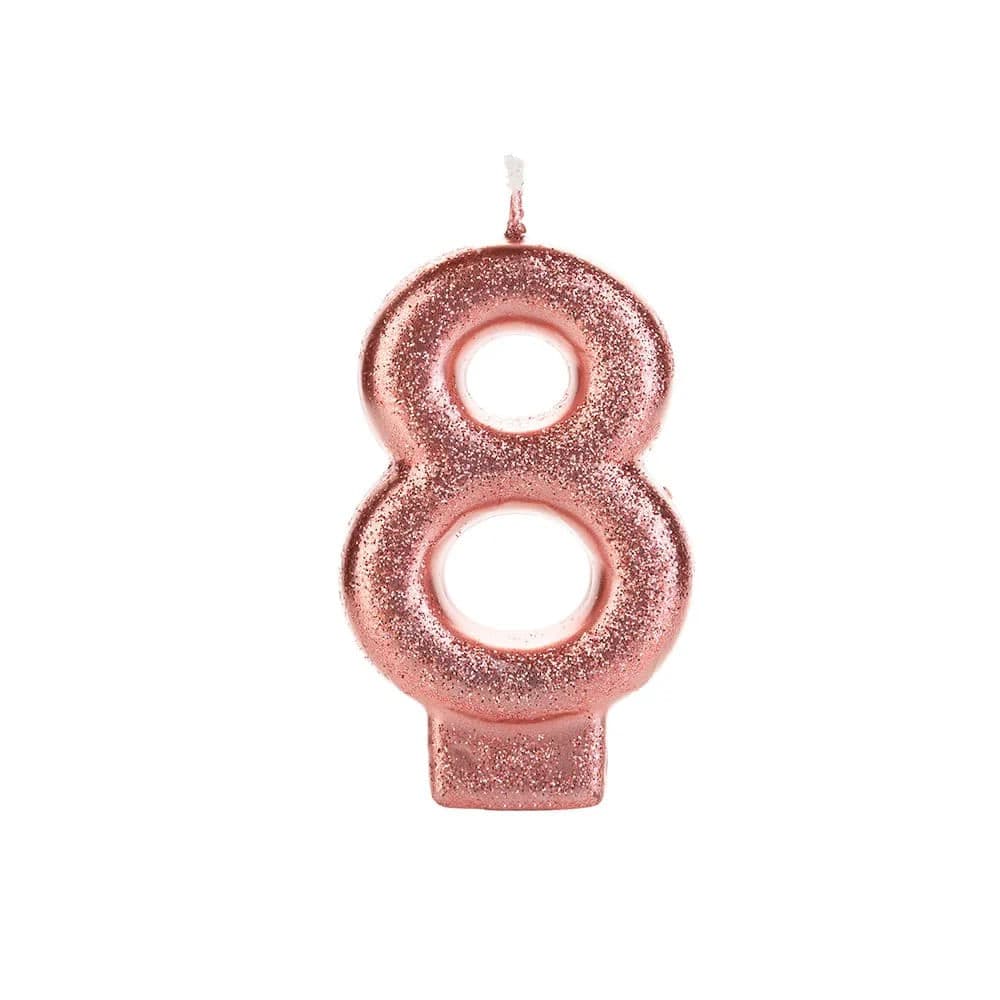 Vela de Aniversário Glitter Número 8 Bronze - Silver Plastic