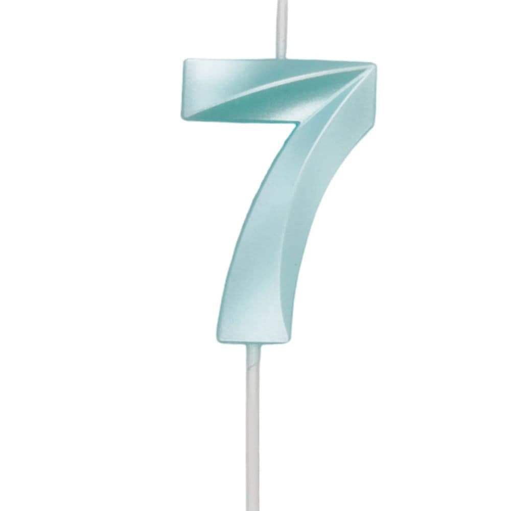 Vela de Aniversário Mini Número 7 Verde Água - Silver Plastic