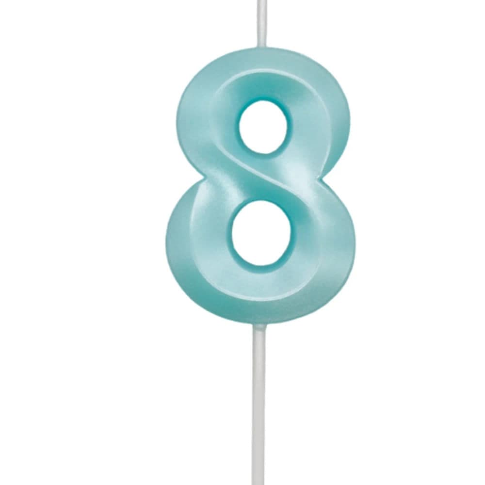 Vela de Aniversário Mini Número 8 Verde Água - Silver Plastic