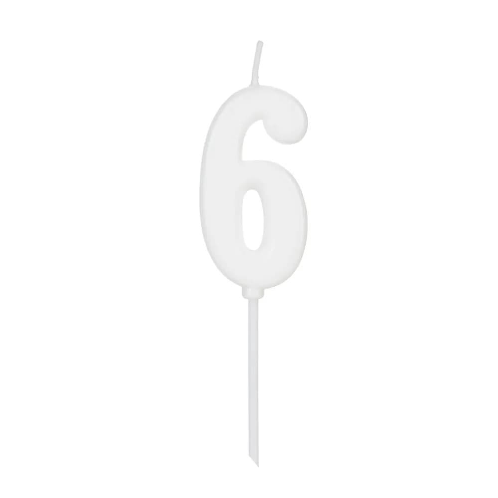 Vela de Aniversário Pick Número 6 Branca - Silver Plastic