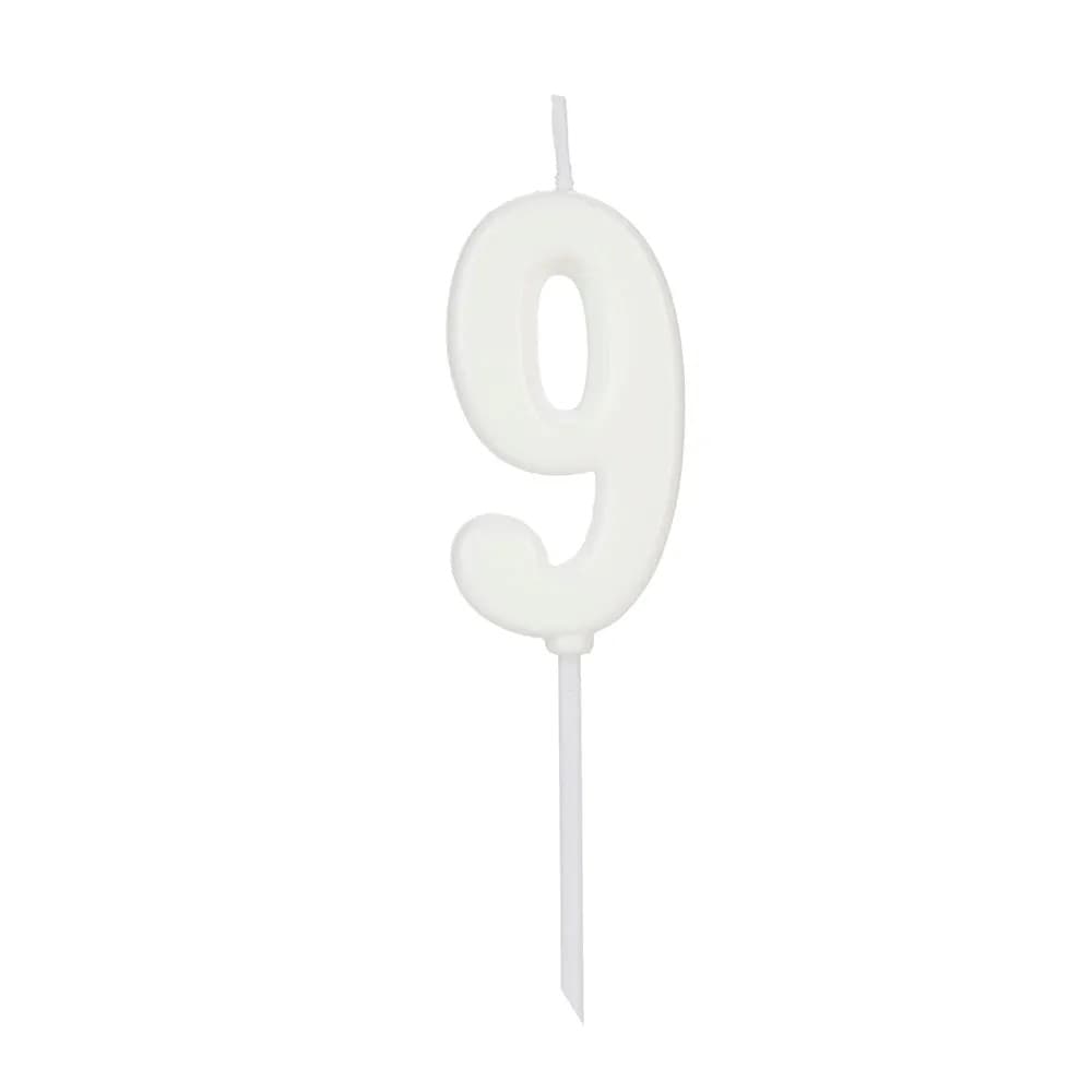 Vela de Aniversário Pick Número 9 Branca - Silver Plastic