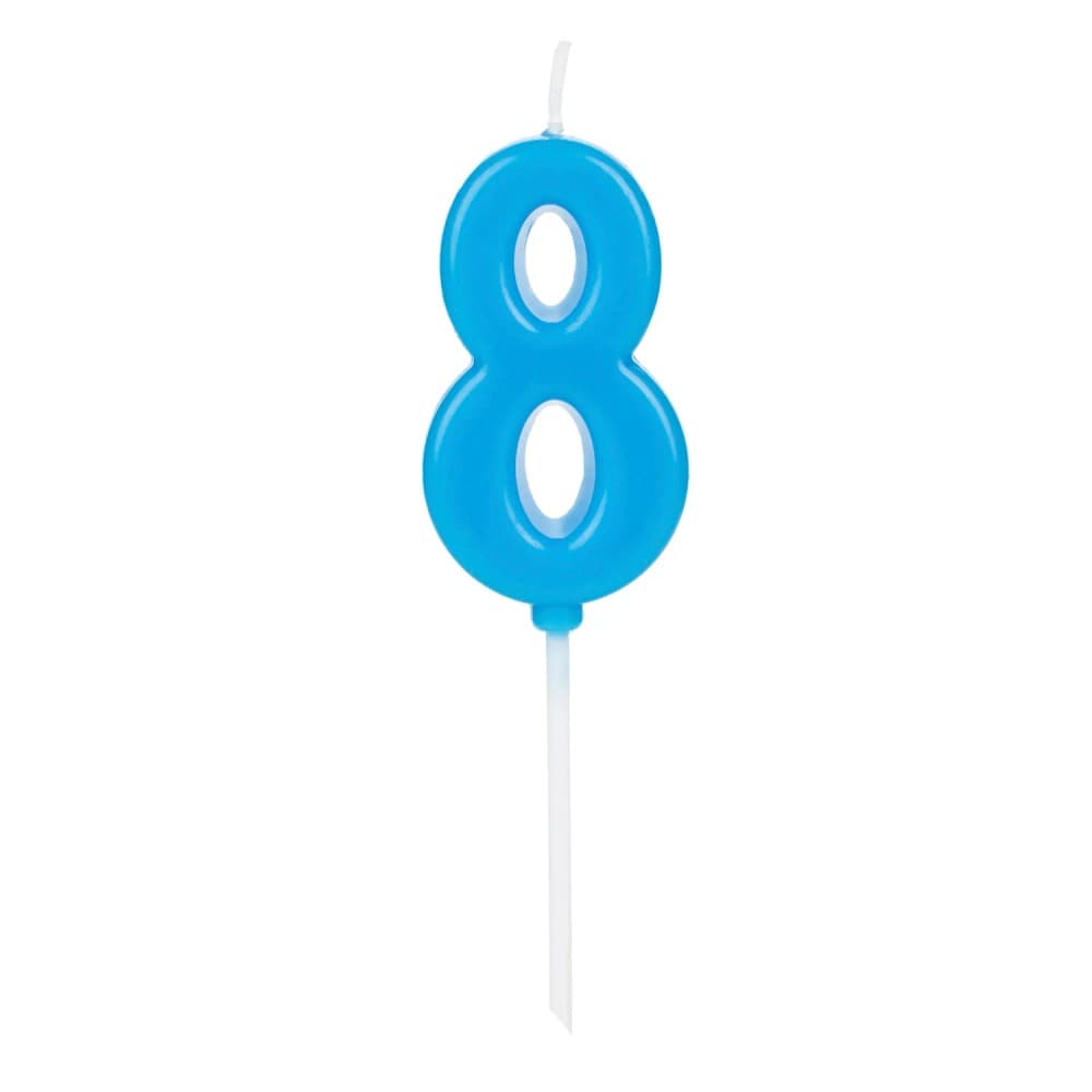 Vela Pick Número 8 Azul - Silver Plastic