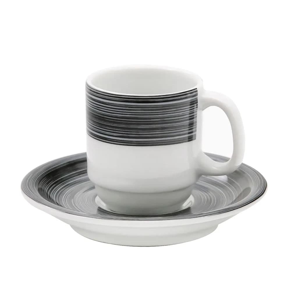Xícara de Café com Pires Cilíndrica 70mL Preta - Schmidt