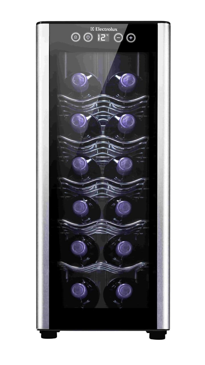 Adega Electrolux 12 garrafas Uma Porta Acabamento em Alumínio (ACB12)