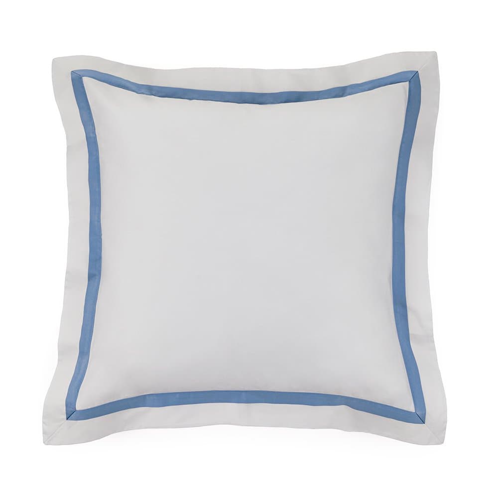 Almofada Cetim 300 Fios Vercelli Trussardi Branco e Azzuro Tirreno 60 x 60 cm