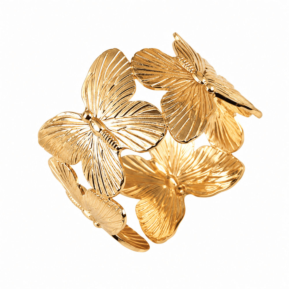 Anel Argola Guardanapo Butterfly Dourado - 04 Unidades
