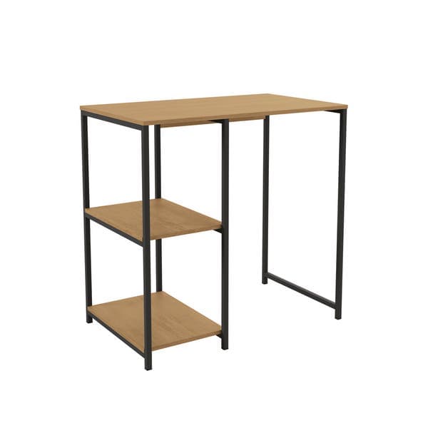 Aparador em Madeira MDP com 2 Prateleiras Freijó e Preto Fosco Industrial 90x90x53,5cm 25Kg Crome