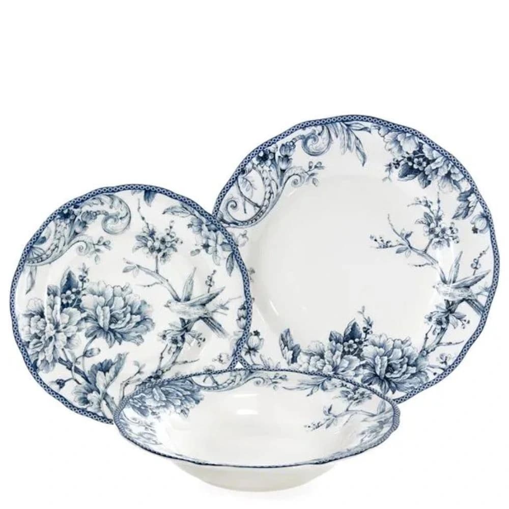 Aparelho de Jantar de Porcelana Jardin Bleu 18pçs