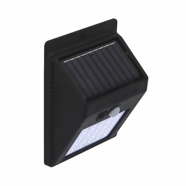 Arandela Solar Externa IP65 com Sensor LED Branco Zyon Gaya Preto