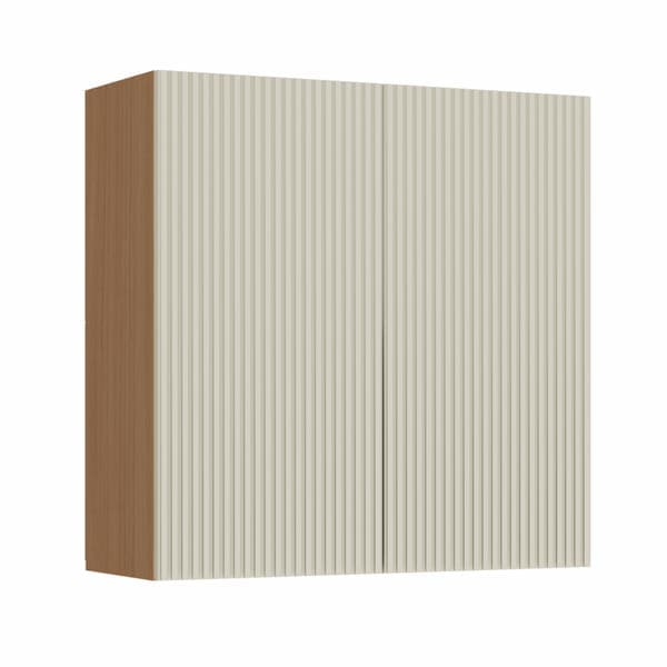Armário Aéreo de Cozinha 100% MDF Carvalho e Greige com 2 Portas 80x80x32cm Simone Mendes Nesher