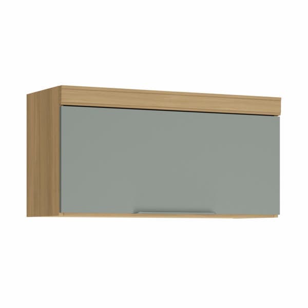 Armário Aéreo de Cozinha 100% MDF Nature e Verde com 1 Porta 80x40,5x32cm Marquesa Nesher