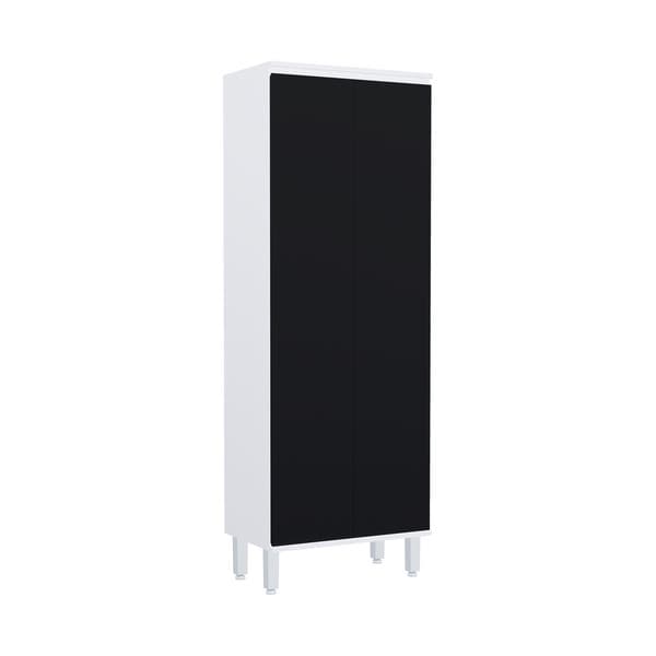 Armário Multiuso MDP Branco e Preto com 2 Portas 60x165x36,5cm Dora Luciane