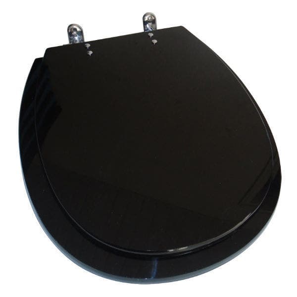 Assento Sanitário Formatos Aspen com Fechamento Comum Oval Resina Preto Policlass
