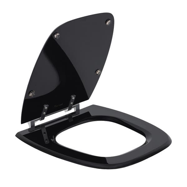Assento Sanitário Formatos Fit com Fechamento Comum Oval Resina Preto Policlass