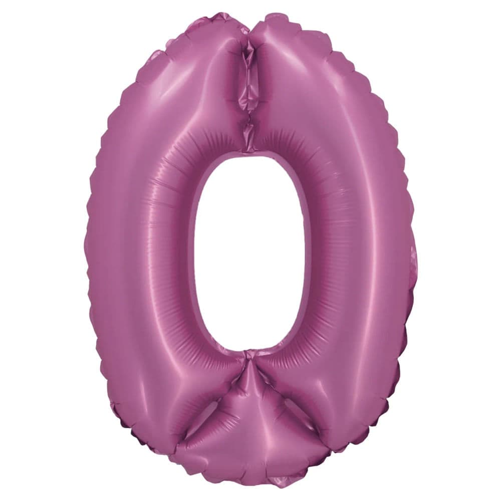 Balão Cromado Número 0 Rosa 20cm - Silver Plastic