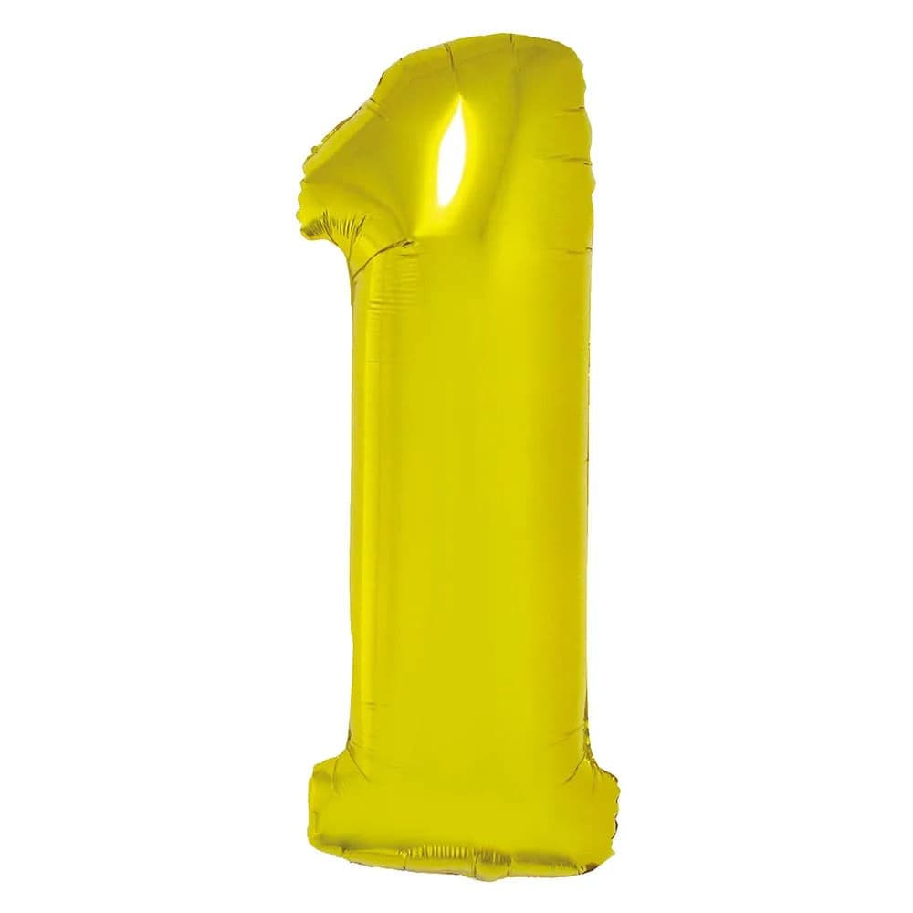 Balão Metalizado Número 1 Dourado 34" - Silver Plastic