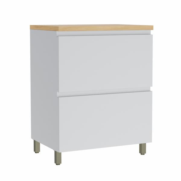 Balcão de Cozinha 100% MDF Branco e Nature com 1 Porta e 1 Gaveta 70x91x52cm Rainha Nesher