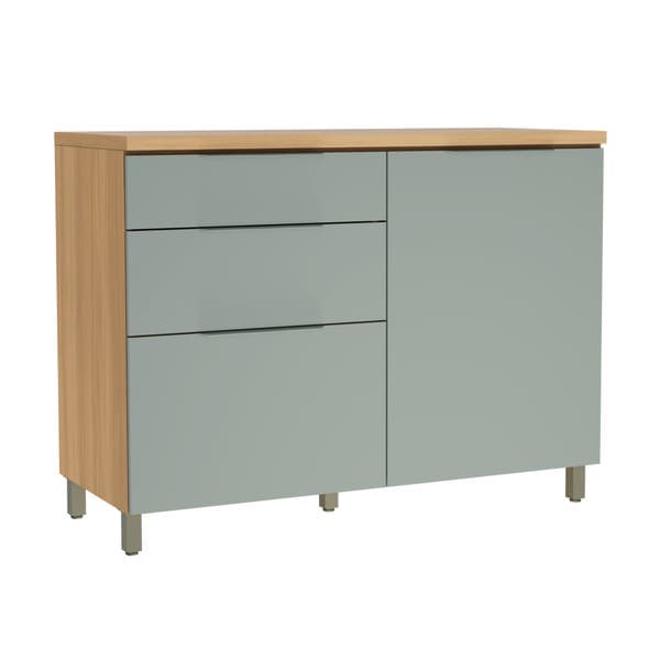 Balcão de Cozinha 100% MDF Nature e Verde com 1 Porta e 3 Gavetas 120x91x52cm Marquesa Nesher