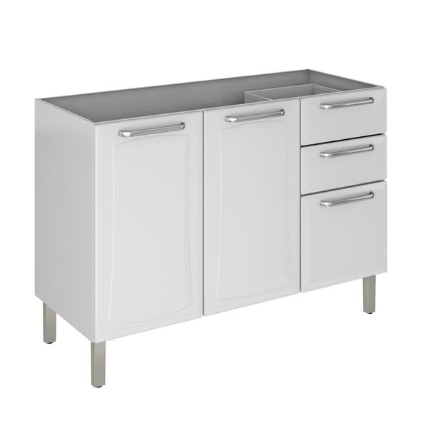Balcão de Cozinha 87x120x52cm Aço Branco Neve Tarsila Itatiaia