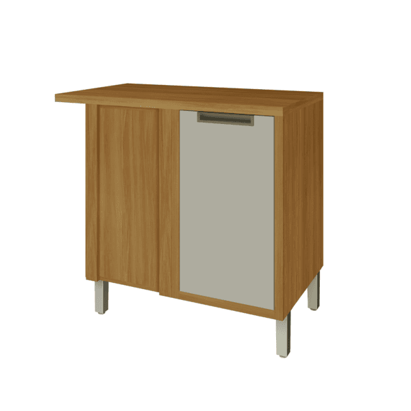 Balcão de Cozinha MDF Freijó e Off White com 1 Porta 93x86x52cm Turquesa Nesher