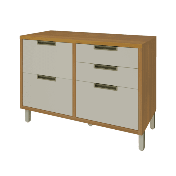Balcão de Cozinha MDF Freijó e Off White com 4 Gavetas e 1 Porta 120x86x52cm Turquesa Nesher