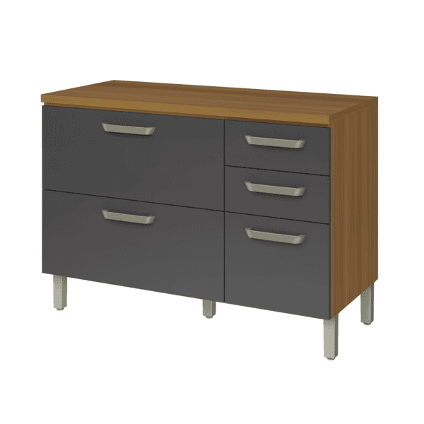 Balcão de Cozinha MDF Grafite com 3 Gavetas e 2 Portas 120x86x52cm Safira Nesher