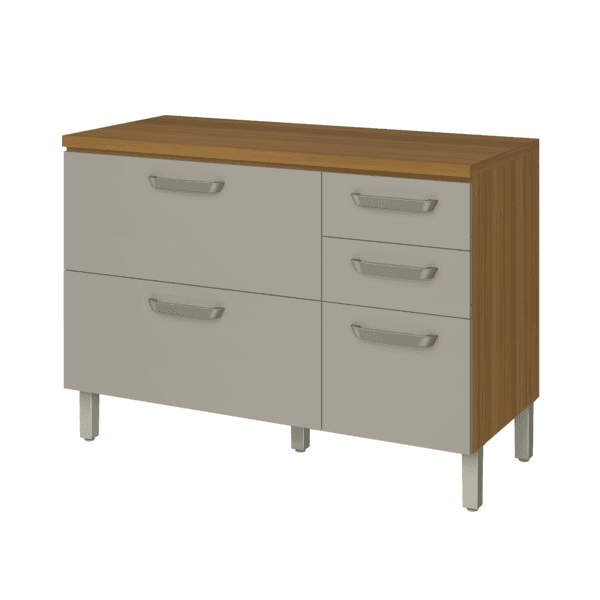 Balcão de Cozinha MDF Off White com 3 Gavetas e 2 Portas 120x86x52cm Safira Nesher