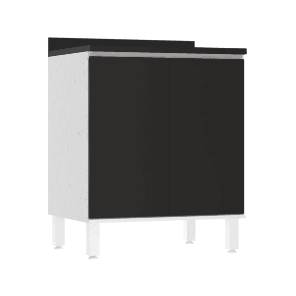 Balcão de Cozinha MDP Branco e Preto com 2 Portas 70x85x53cm Dora Luciane