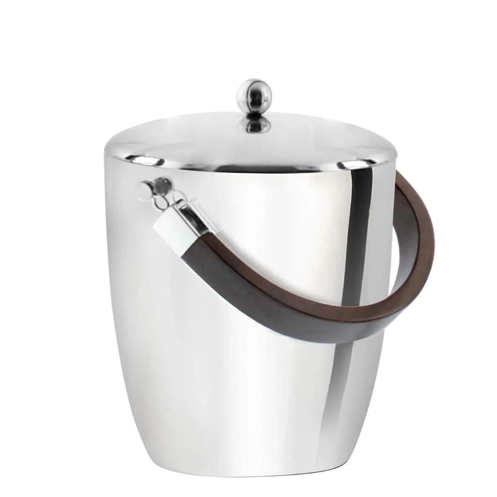 Balde de Gelo de Aço Inox e Madeira 19x25cm