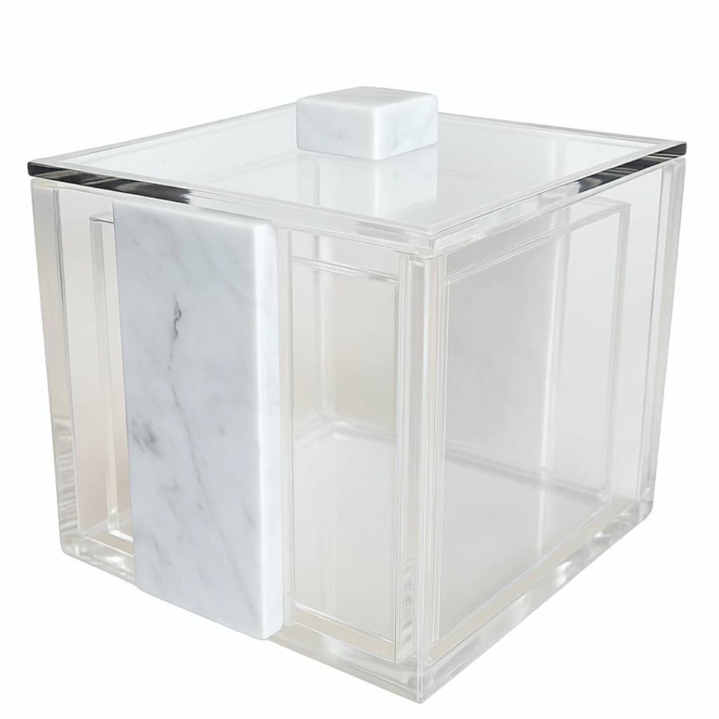 Balde para Gelo de Acrílico e Mármore Branco Pigues 20cm