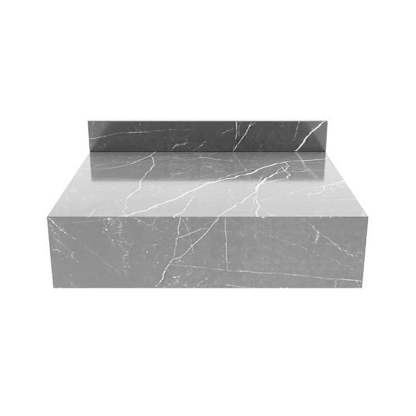 Bancada de Banheiro em Porcelanato para Cuba de Apoio 15x80x45cm Média Cinza Marmi VIP Bongut